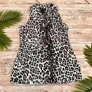 White House Black Market Silk Cheetah Top